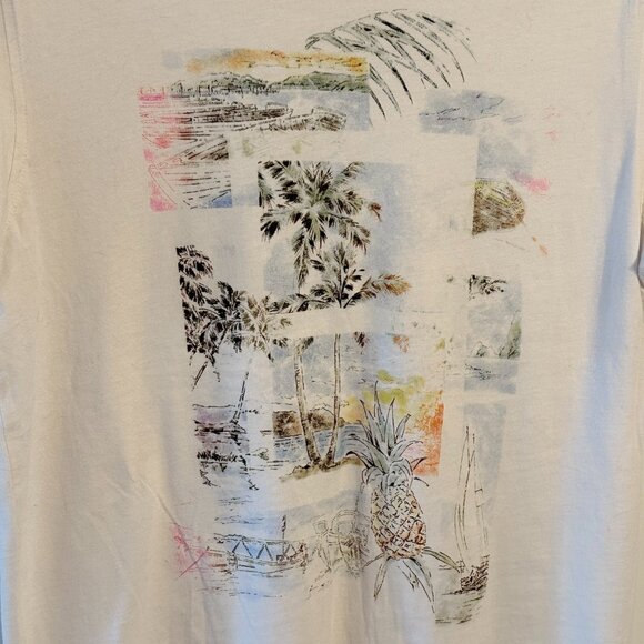 Black Brown 1826 Off White T-Shirt Mens Size Small Tropical Coastal Short Sleeve - Picture 4 of 7